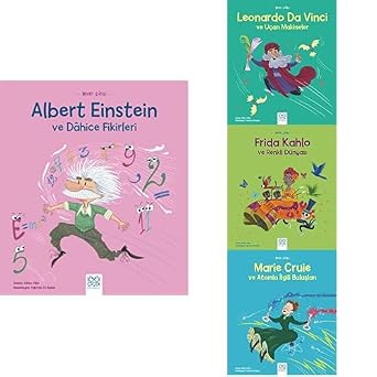 Mini Genius - Albert Einstein and the Genius Fiki, Mini Genius - Leonardo Da Vinci and Flying Machines, Mini Genius - Frida Kahlo and Her Colorful World, Mini Genius - Marie Curie and Her Inventions About the Atom-4 Book Set