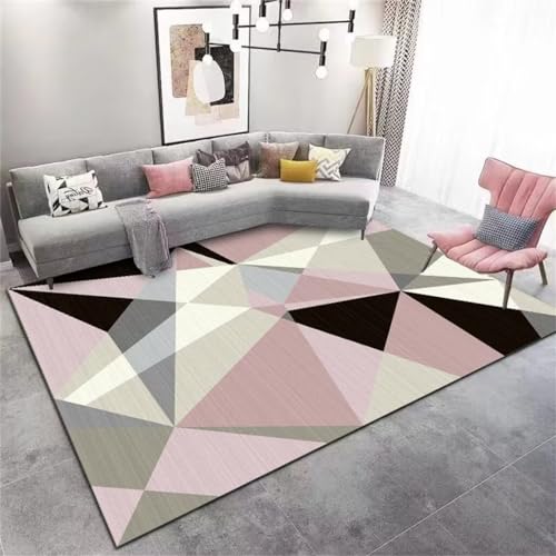 Tapis antidérapant pour chambre de fille géométrique coloré et doux