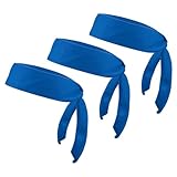 PATIKIL ヘッドタイヘッドバンド 3パック 忍者カラテヘッドバンド 調節可能なスポーツタイバック 汗をかくワークアウトヘッドバンド 男性用女性用ランニングテニスヨガ ディープブルー