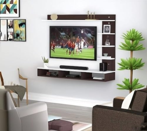 Image of Bros Moon 48 inch MDF C Shaped Wall Mounted TV,Suitable for Upto 48 inches Smart (Cabinet 2 Wenge White)