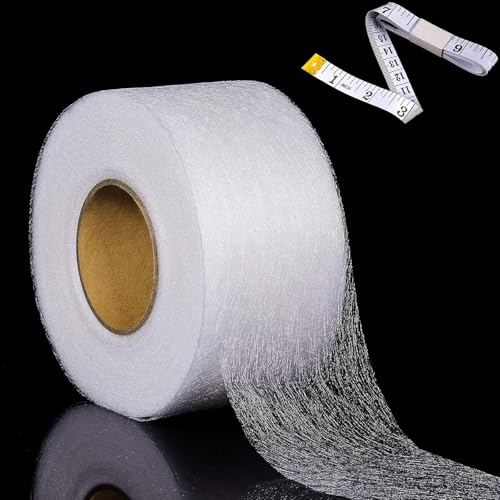 Tatuo 70 Yards Hemming Hem Tape Iron on Extra Wide Wonder Web Fabric No Sew Hem Tape Roll with Measure for Jeans Hems Curtain Trousers Garment Clothes(60 mm Wide)