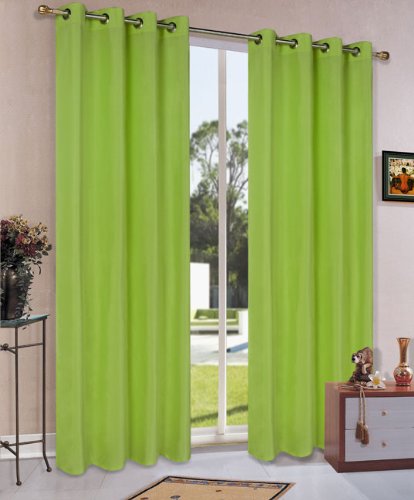 204050 Rideau Opaque, 1 pièce, 245 x 140 cm (H x l), Couleur Unie, avec œillets, Vert Pomme, matériau en Tissu Microfibre Microfibre satiné, 204050