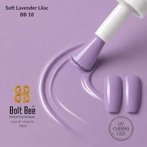 Image of Bolt Bee Soft Lavender Lilca Color Gel Nail Polish Soak Off UV Gel DIY at Home 15ML Manicure Salon Nail Art