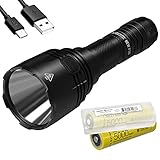 Nitecore New P30 1000 Lumen 676 Yard Long Throw Hunting Flashlight with 2X NL2150R and LumenTac Organizer