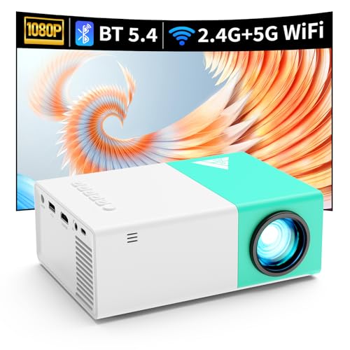 Image of KHQ Mini Projector with Wifi Portable Projectors Support 1080P 200" Mini HD Movie Projector, Outdoor Projectors Compatible with Phone/ Tablet/ Laptop/ TV Stick/ HDMI/ USB - Green White