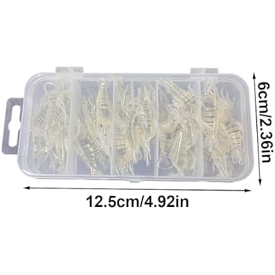 Soft Lures, 30PCS Shrimp Baits with Hook & Storage Box Realistic Swimbaits for Bass Trout Saltwater Freshwater