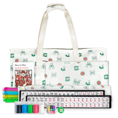 Complete American Mahjong Set, 166 Tiles, 4 Racks with Pushers, 3 Bags