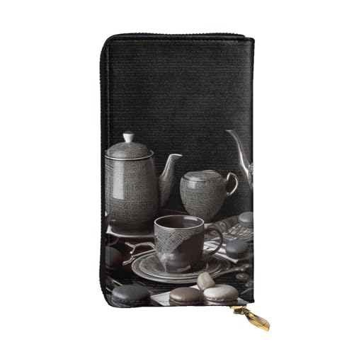 Porte-cartes de crédit et portefeuille noir long en cuir pour homme et femme