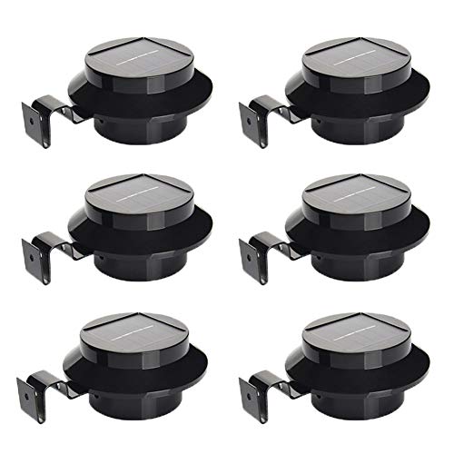 FANHHUI 6 Pack Deal Outdoor Solar Gutter LED Lights Smart Solar Gutter Night Utility Security Light for Fence Roof Gutter Garden Yard Wall Lamp(Black) (6 Pack)