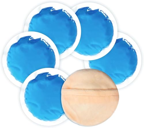 WORLD-BIO Round Gel Ice Pack for Injuries-5pcs, Reusable Small Ice Pack/Hot & Cold Compress with Cloth Backing & Sleeve for Wisdom Teeth, Headache, Joint Pain, Swelling Relief, After Surgery Care