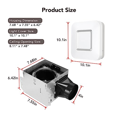 Orein Bathroom Exhaust Fan With Light, 100 Cfm 1.5 Sones, 25W Household Ventilation Fan For Home, 1500Lm Dimmable Led Light 3000K/4000K/5000K Selectable & Nightlight, Fcc/Etl Listed, White #TOP4