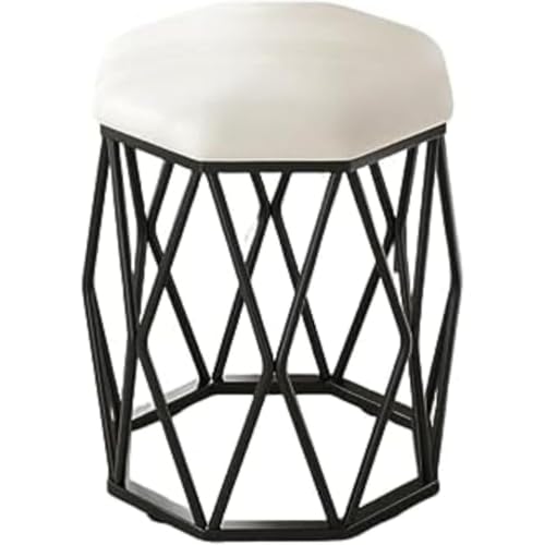 NICROSE メイクアップチェア リビングルームモダンなアイアンドレッシング ベッドルームプリンセス シンプルクリエイティブスツールドレッサー 化粧椅子イス鏡台用 北欧 メイク アップチェア 化粧台 として利用 (黒い棚,ホワイト-綿布)