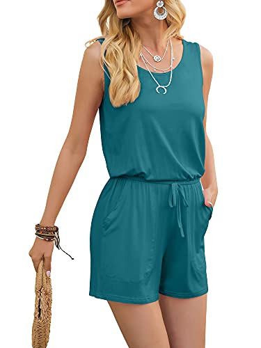 Image of DouBCQ Womens Summer Casual Sleeveless Loose Jumpsuits Romper with Pockets