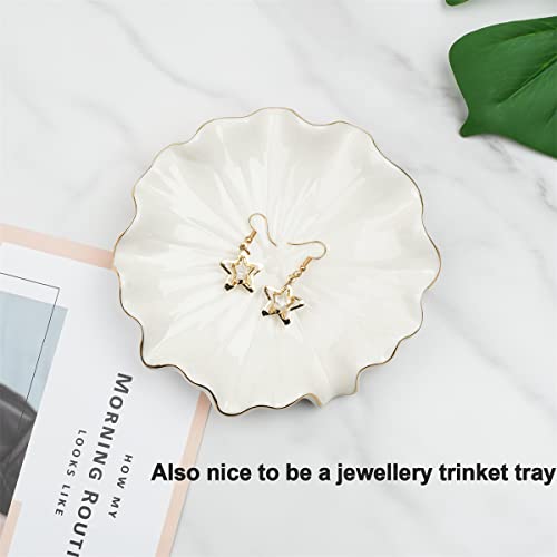 Soap Dish With Drain Ceramic White Lotus Leaf Soap Holder Soap Saver For Bar Soap, Kitchen Sink, And Bathroom Shower #TOP5