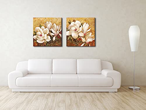 Pyradecor Magnólia Flores Grandes Modernas 2 Painéis Galeria Embrulhada Floral Giclée Impressões em