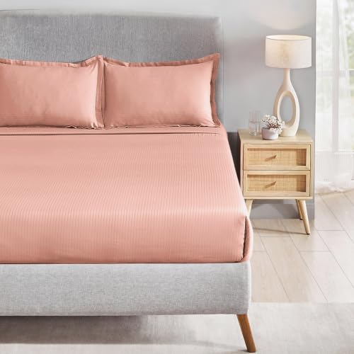 Image of myTrident Bedsheet for Double Bed King Size | 108 inch x 108 inch | Papaya