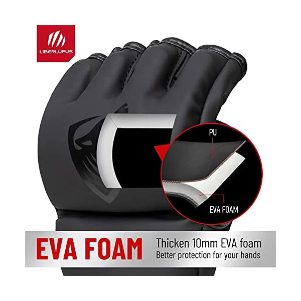 Liberlupus MMA Gloves for Men & Women, Martial Arts Bag Gloves, Kickboxing Gloves with Open Palms, Boxing Gloves for Punching Bag, Sparring, Muay Thai, MMA