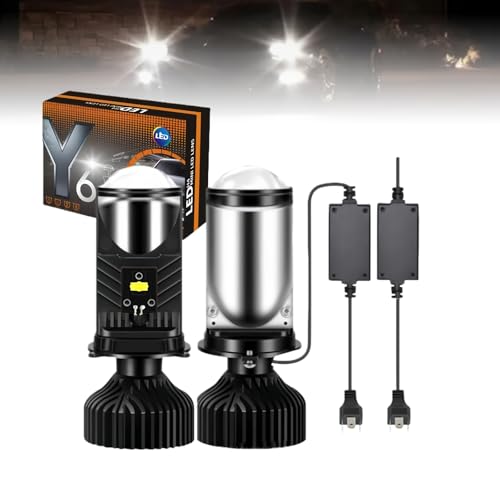 Mini Universal Projector LED Headlight, H4 Bulbs-30,000lm Extremely Bright, H4 LED Headlight Bulb with Projector Lens, Plug & Play, Waterproof, Car & Motorcycle (Standard Edition)