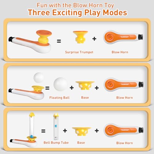 TOP BRIGHT 3in1 Sensory Toys for Toddlers Autism, Montessori Toddler Toys for 3 4 5 Year Old with Whistle, Ball Blowing, Floating Blow Pipe Balls Birthday Gift