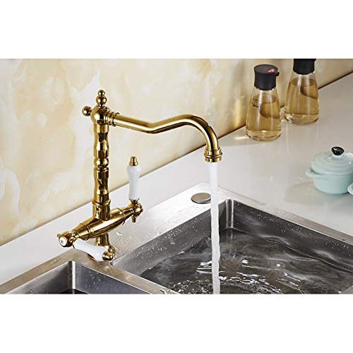 Robinet de cuisine bec pivotant flexible eau chaude et froide double commande - 5
