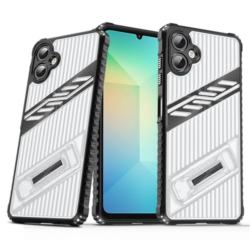 SORAKA Case for Samsung Galaxy A06 with Stand Transparent Hard PC and Flexible Non-Slip Textured TPU Dual Layer Shockproof Cover