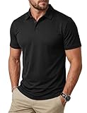 MAGCOMSEN Poloshirt Herren Kurzarm Golf Shirt Sommer Polohemden Atmungsaktiv Sport Tshirt Basic Arbeitsshirt Schwarz L