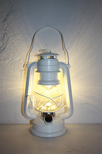 Preisvergleich Produktbild LED Sturmlaterne weiß mit Dimmer, Campingleuchte 35cm hoch