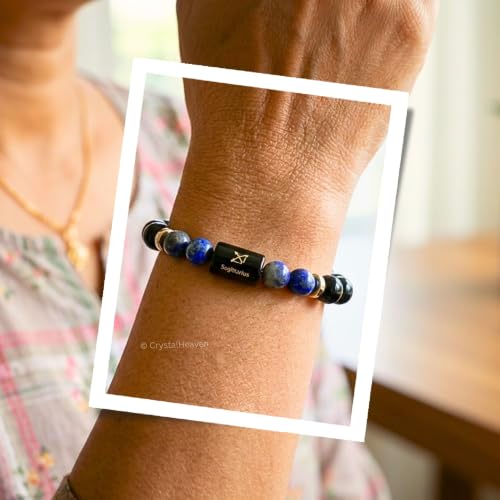 Image of Black Obsidian and Lapis Lazuli Bracelet for Sagittarius धनु राशि Zodiac