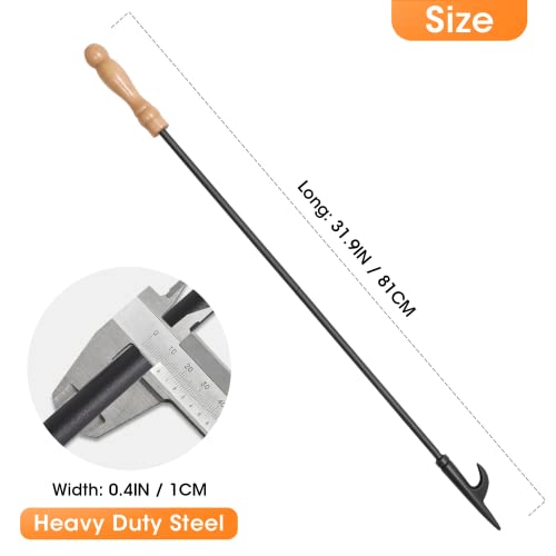Image of Fire Poker for Fire Pit, 32 inch Fireplace Poker Premium Solid Steel Fire Pit Poker Campfire Poker for Fireplace Camping Wood Stove Indoor and Outdoor - Rust Resistant Black Finish