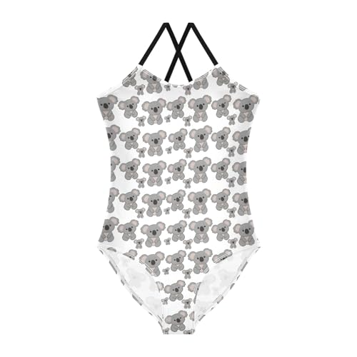 senya Girls Swimsuits One-Piece Swimwear Tie Bathing Suit Beach Summer Round Neck 9-10T Cute Solth Pattern