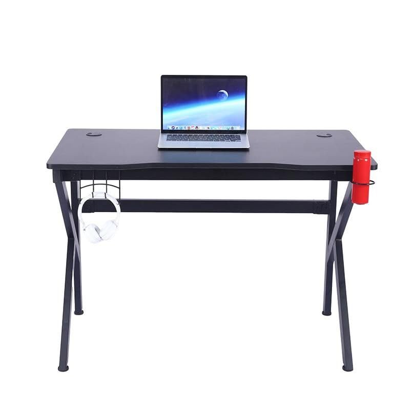 Scrivania per gamer, 110 x 60 x 75 cm, scrivania per computer con passacavi, portabicchieri e supporto per cuffie