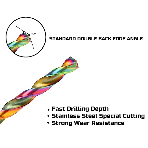 Lichamp M2 Drill Bits Set, 29Pcs 1/16" To 1/4" Hss Bit For Hard Metal, Colorful Ti-Plated Finish, Hardened Stainless Steel And Cast Iron With Indexed Storage Case #TOP2