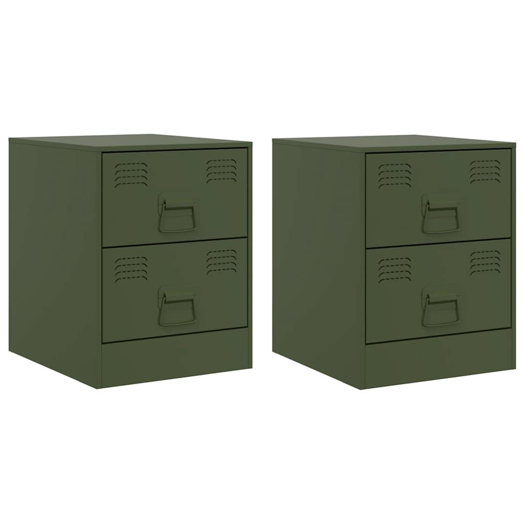 Table de chevet verte en acier 34,5x39x44 cm pour organiser un petit espace