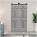 72 in. x 80 in. Hollow Core 6 Panel Light Gray Painted MDF Composite Double Bi-Fold Barn Doors with Sliding Hardware Kit