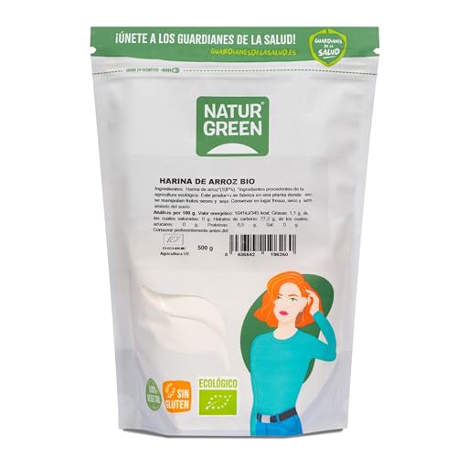 Naturgreen - Harina De Arroz, Arroz Blanco Molido, Ecológico, Condimento Bio, 100 Vegano, Sin Gluten - 500 G