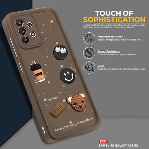Image of AESTMO Back Case Cover for Samsung Galaxy A53 5G Cover | Cute Fun Cartoon 3D Ball | Coffee Silicone Case | Full Body Protection | Camera Protection Back Cover for Samsung Galaxy A53 5G (Brown)