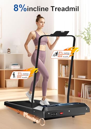 Image of Walking Treadmill Pad with Handle Bar, Portable Treadmills with Incline for Home and Office, 270lbs Capacity Under Desk Treadmill with 2.5HP Remote Control, LED Display