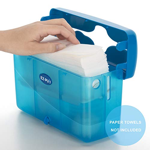 Image of EZbrnd Countertop SLIMFOLD Hand Towel Dispenser for Kitchen /Bathroom /Office /RV /Airbnb, Guest Towel Holder, Ocean Blue