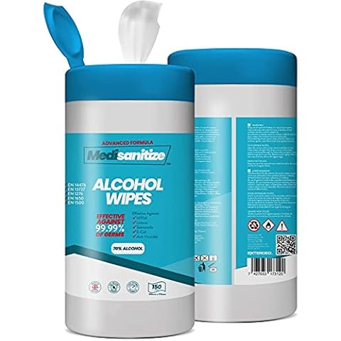 Medisanitize 150 Antibacterial Surface Sanitiser Wipes with 70% Alcohol Cover