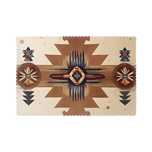 Mantel individual antideslizante resistente al calor con patrones de nativos americanos, mantel individual tejido lavable, resistente a las manchas, fácil de limpiar.