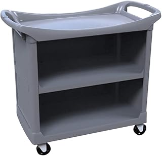 Multifunction Portable Hand Trucks,Modern Cart Tool 3 Tier Hotel Catering Service Cart with Wheel, Grey Plastic Cleaning Collection Trolley for Restaurants, 150Kg Load Capacity