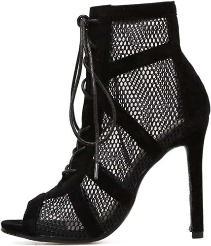 Fashion Sommer Mesh Booties Peep Toe High Top Sandals Cross Strap Sexy High Heel Sandals Pumps Lace-up Peep Toe Sandals