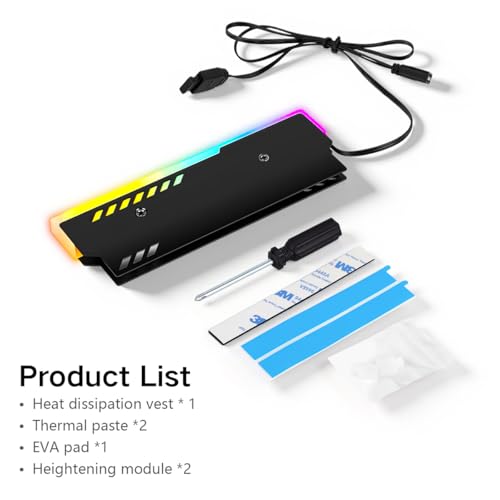 Image of ZORBES Desktop RAM Heatsink ARGB Aluminum Alloy Memory Heat Spreader 5V 3-Pin Addressable RGB, Motherboard Sync RAM Cooler for DDR4 /DDR5 Gaming PC Builds, 14x8x1.5cm