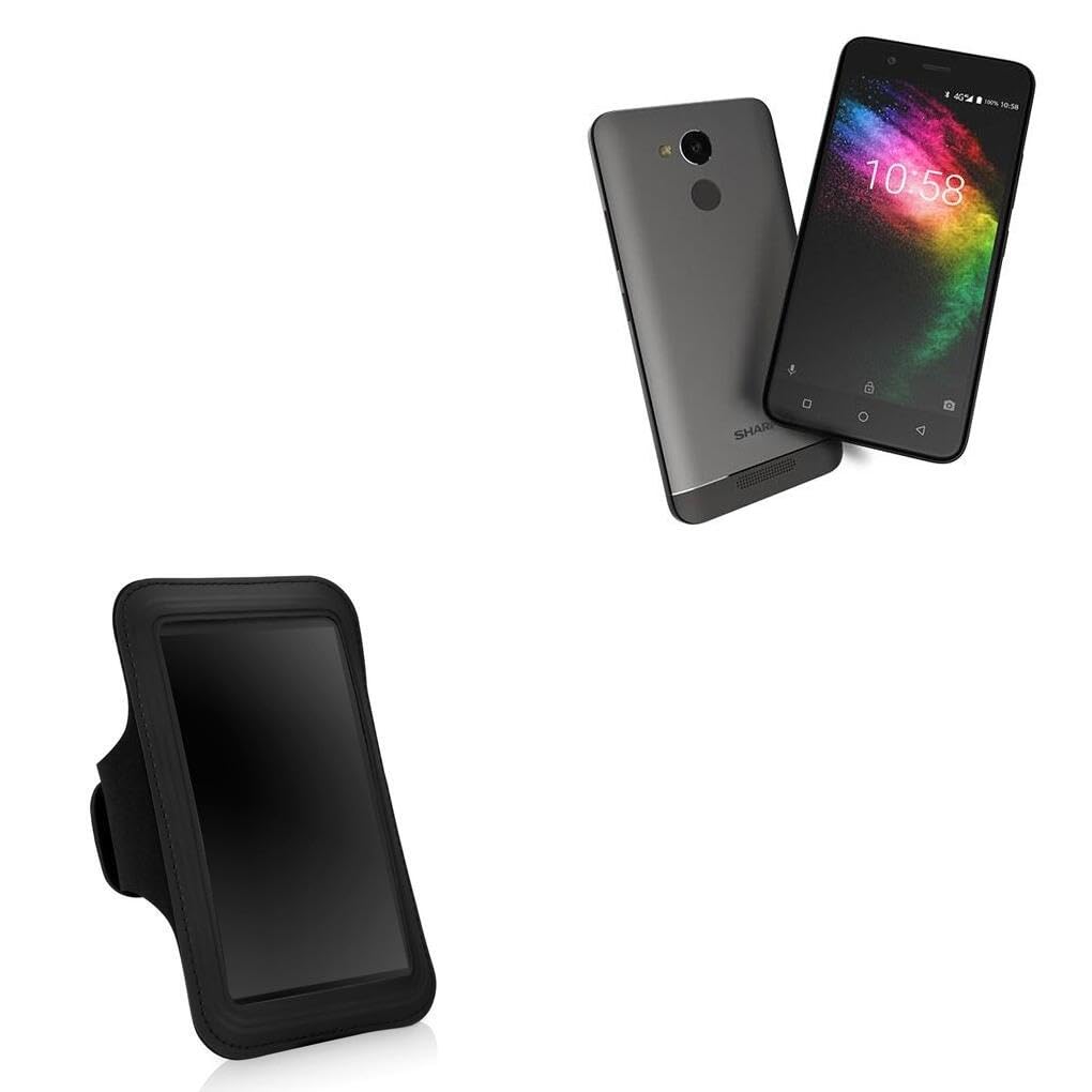 BoxWave Case Compatible with Sharp Pi - Sports Armband, Adjustable Armband for Workout and Running for Sharp Pi - Jet Black