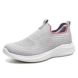 TIOSEBON Women's Walking Tennis Shoes Knit Lightweight Slip on Breathable Mesh Comfortable Sneaker 2227 Beige US 8.5