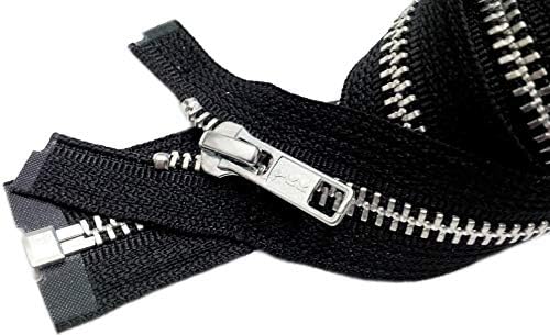 Zipperstop Wholesale YKK® - Aluminum Metal Tent or Sleeping Bag Zipper (Custom Length) YKK® #5 Medium Weight Separating Color Black Made in USA (Length 200 Inches)