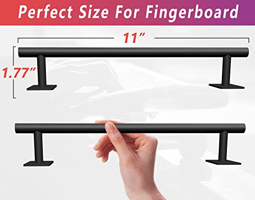 Wiphany Professional Fingerboard Flat Rail Premium Solid Steel Construction Fingerboard Deck Fingerboard Ramp Great Add For Fingerboard Parks Black Powder Coated Finish Non-Slip Foam Feet (Round) #TOP1