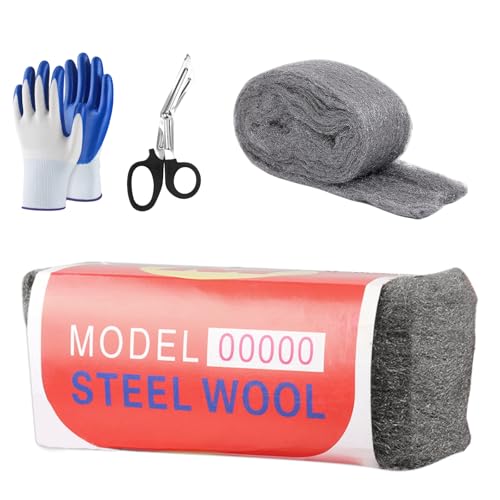 Lana de Acero, 1 Pieza 100 g 00000 Lana de Acero, Fácil de Cortar, Limpiar Persianas de Plástico, Pulidora Suelos Limpieza y Restauración, para Habitaciones, Garajes y Jardines