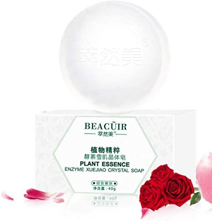 BEACUIR Enzyme Crystal Soap Bar Amino Acids Body Fat Balance Dryness Cleansing Moisturizing Hydrating Face Hands Back Legs Pink Skin Powder Love Fresh 40g