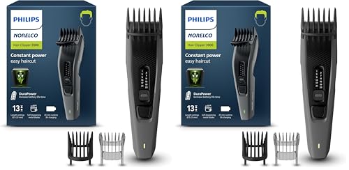 Image of Norelco Philips Hair Clipper 3000 Series,Hair and Beard Trimmer,Trim-&-Flow Technology,DualCut Technology,DuraPower, 13 Length Settings,45 Min. Runtime, Zero Maintenance, Model HC3525 /40 (Pack of 2)